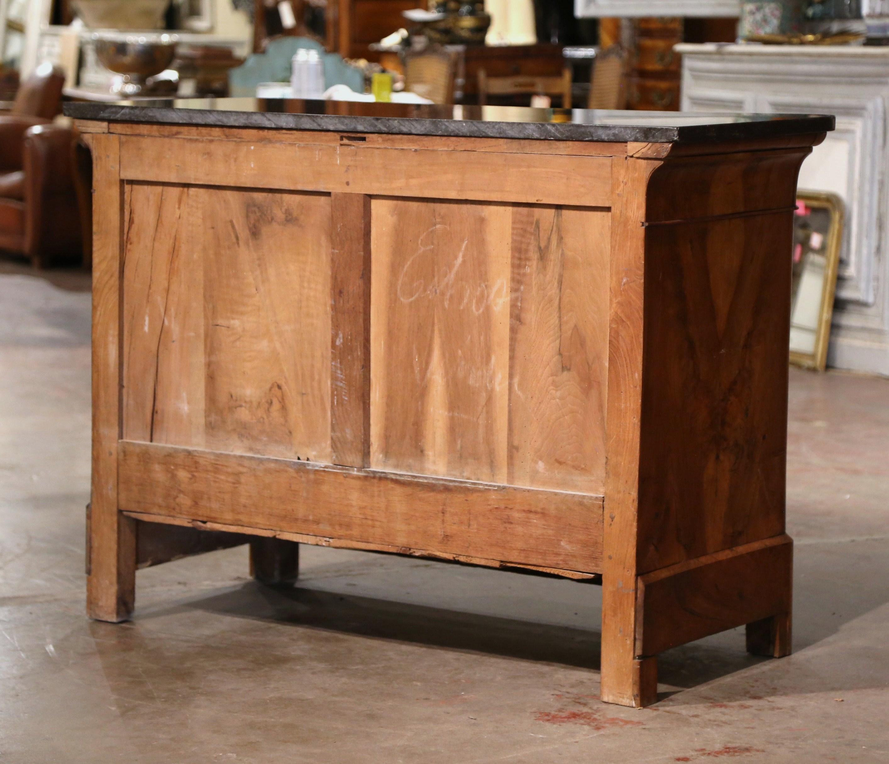 Mid-19th Century French Charles X Marble Top Walnut Four-Drawer Chest For Sale 9