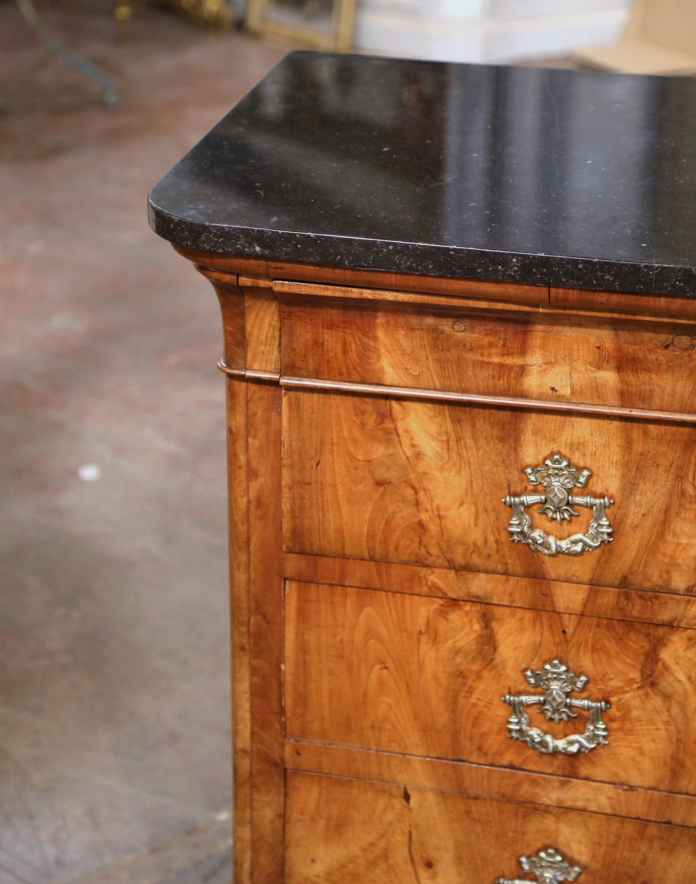 Mid-19th Century French Charles X Marble Top Walnut Four-Drawer Chest For Sale 2