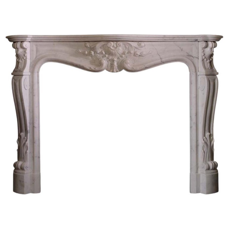 Mid-19th Century French Chimneypiece in Italian Carrara Marble in the ...