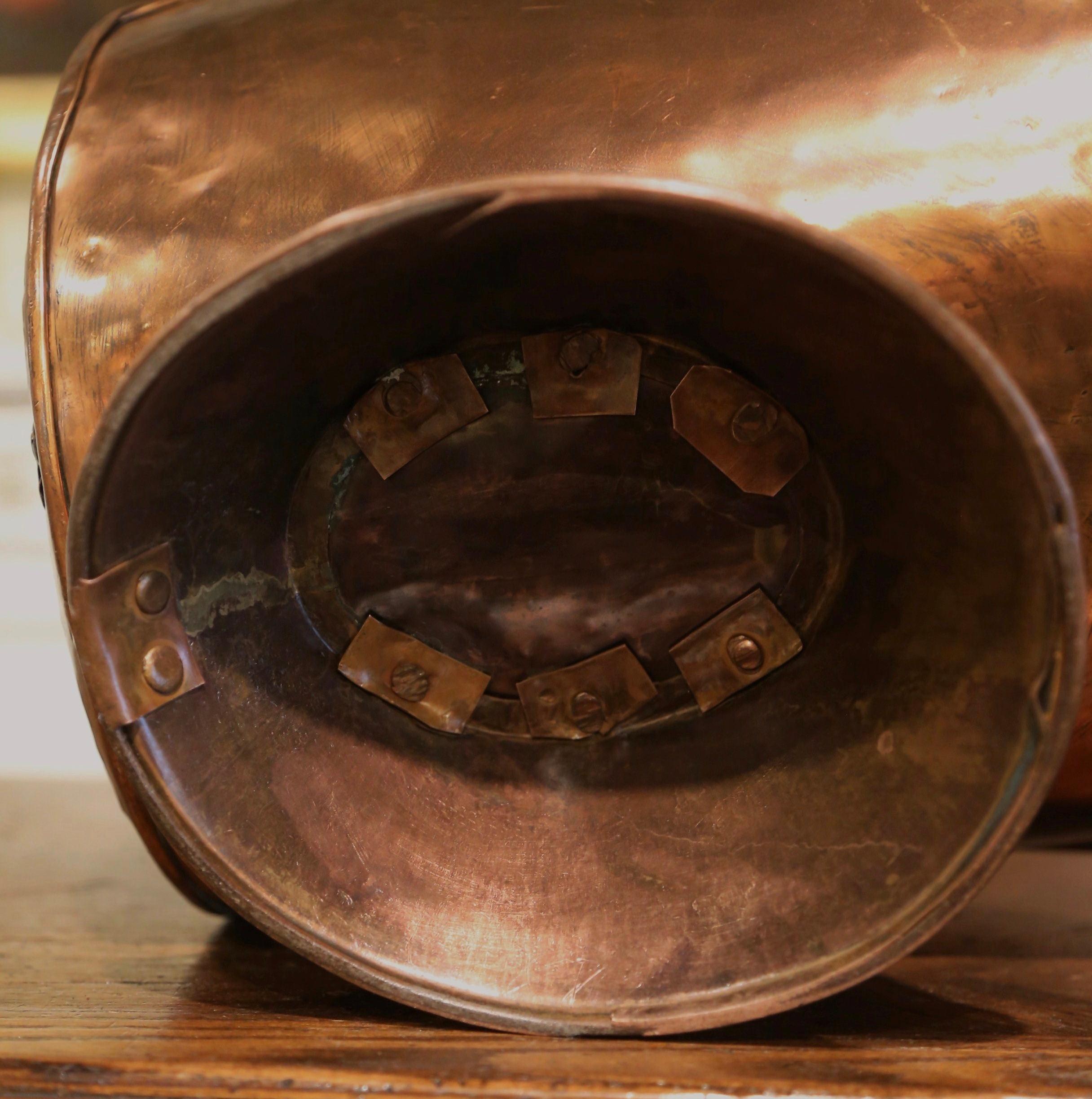 Mid-19th Century French Copper and Brass Coal Bucket with Dual Handles 5