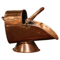 Mid-19th Century French Copper and Brass Coal Bucket with Dual Handles