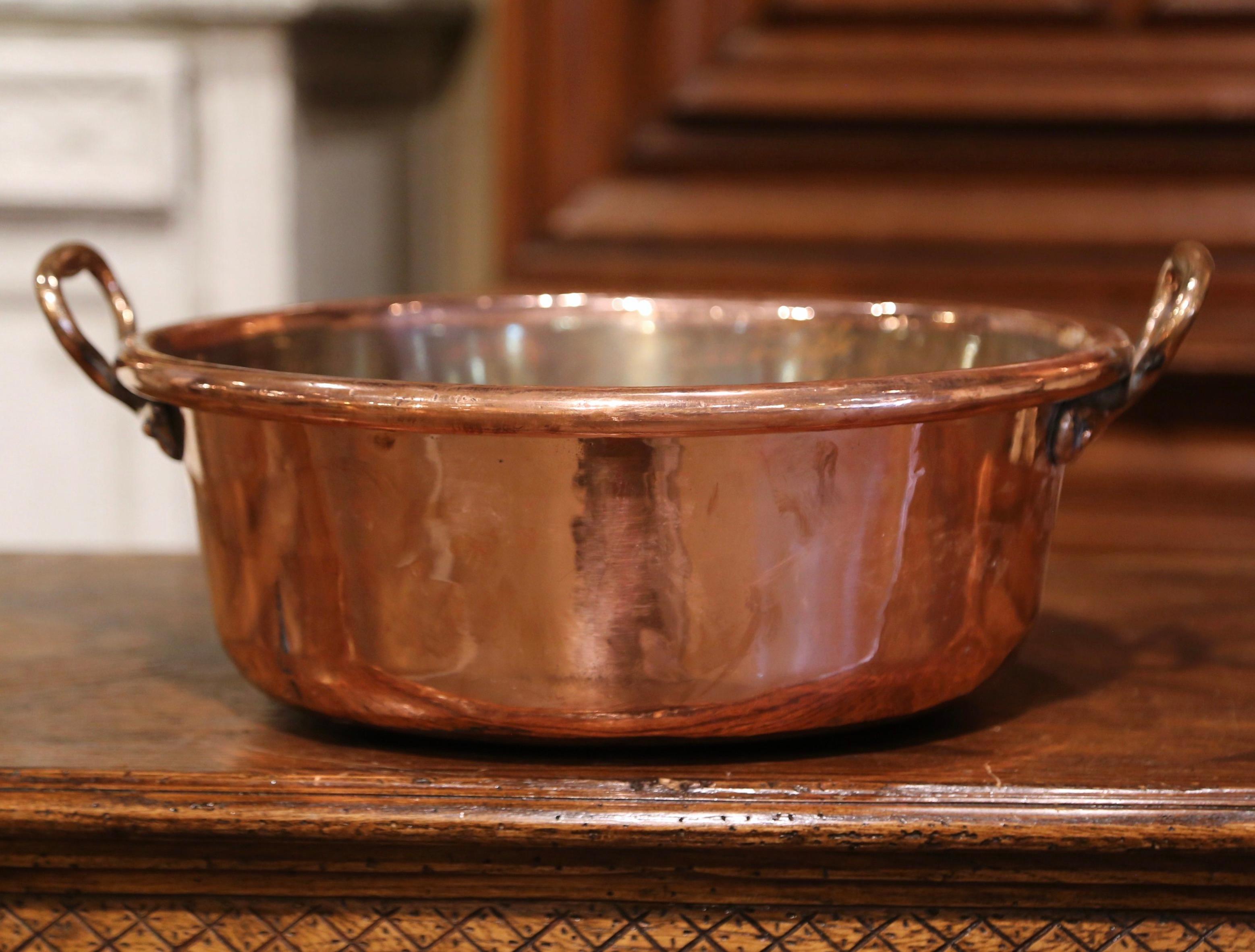 Country Mid-19th Century French Copper and Brass Jelly Boiling Bowl