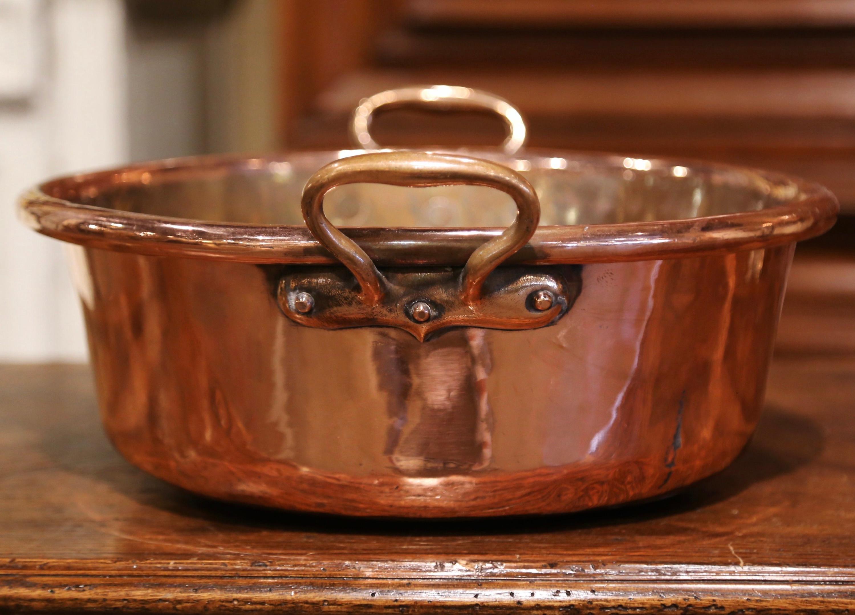 Hand-Crafted Mid-19th Century French Copper and Brass Jelly Boiling Bowl