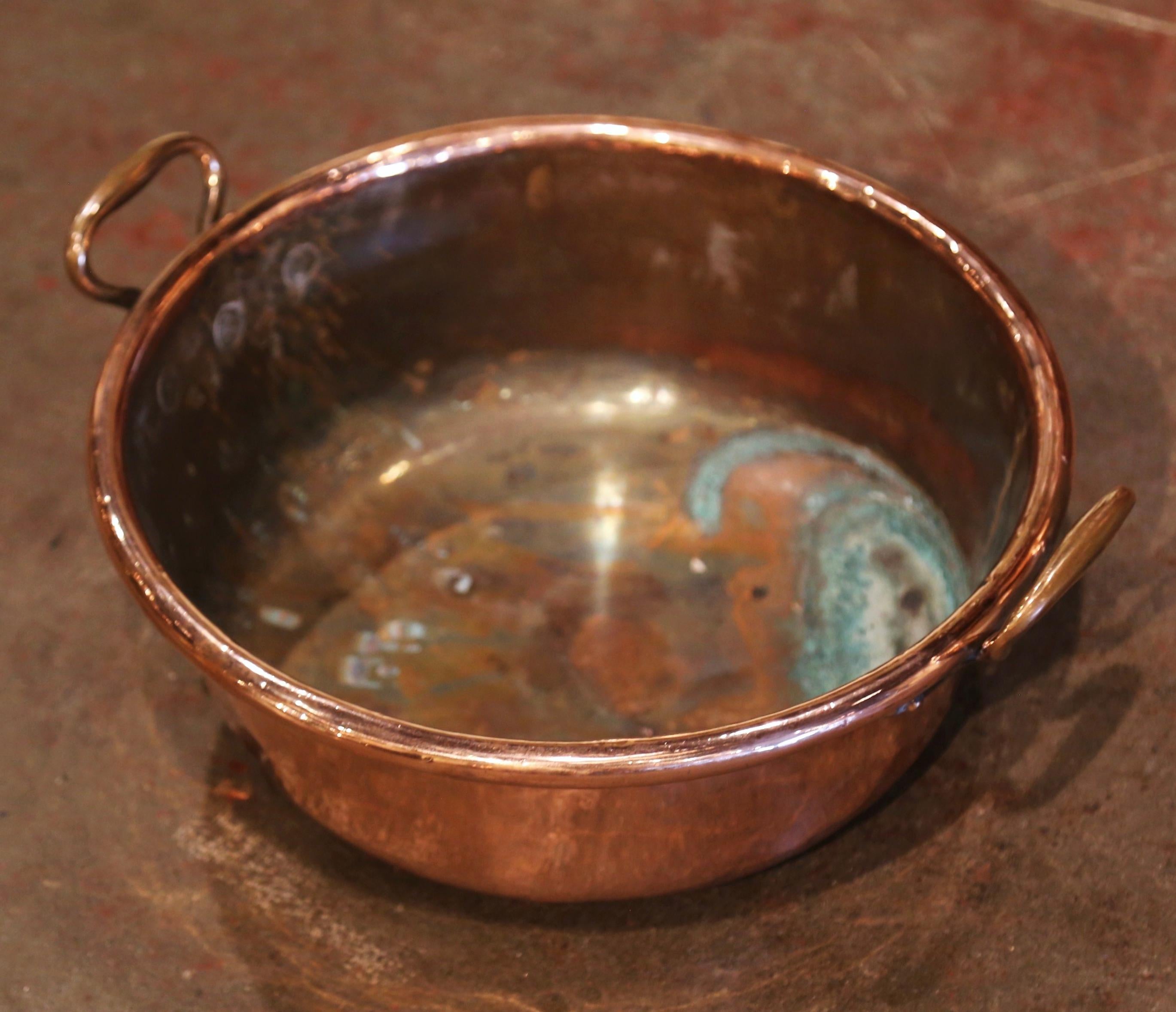 Mid-19th Century French Copper and Brass Jelly Boiling Bowl 1