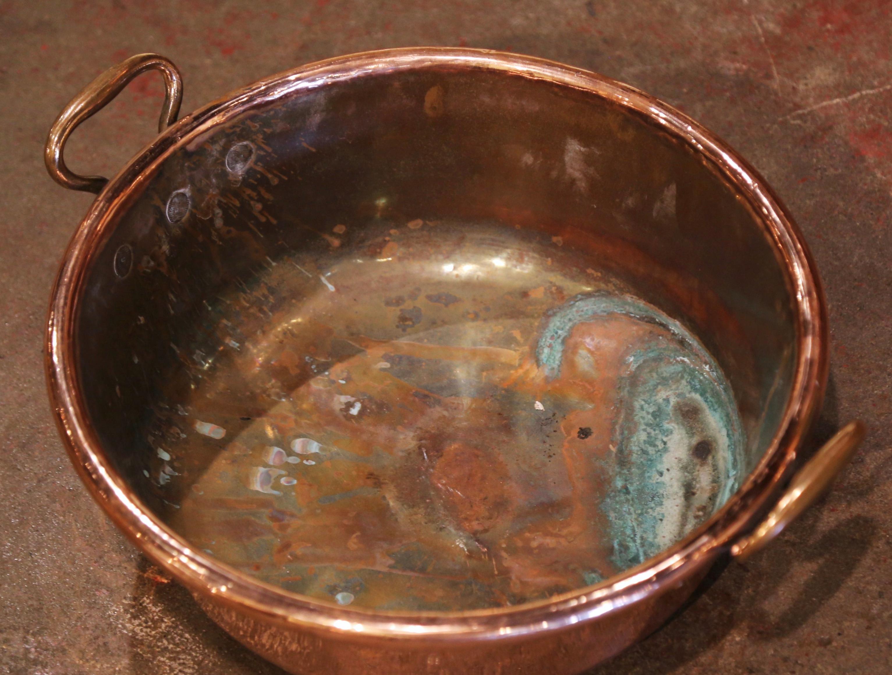 Mid-19th Century French Copper and Brass Jelly Boiling Bowl 2