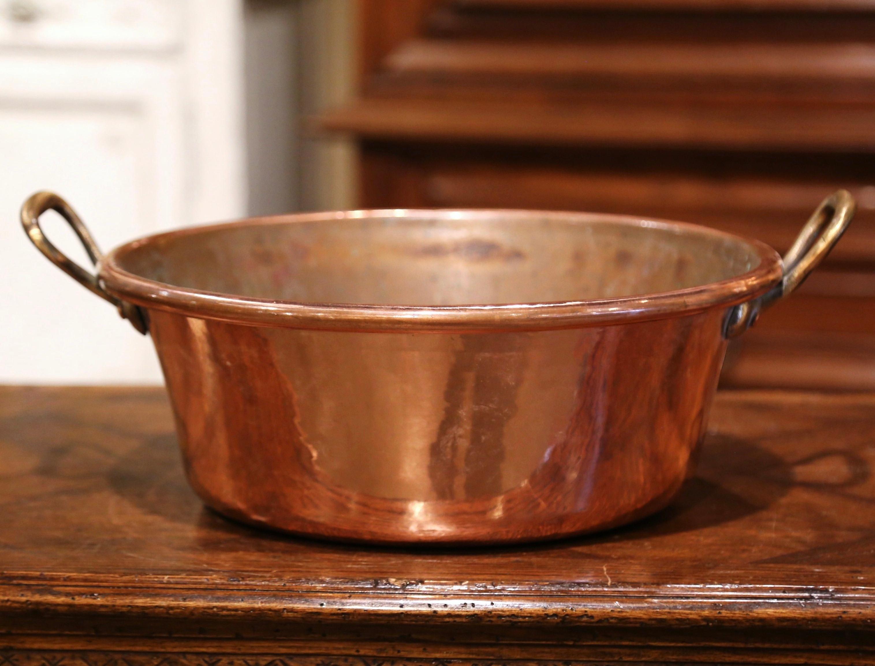 large copper bowl with handles