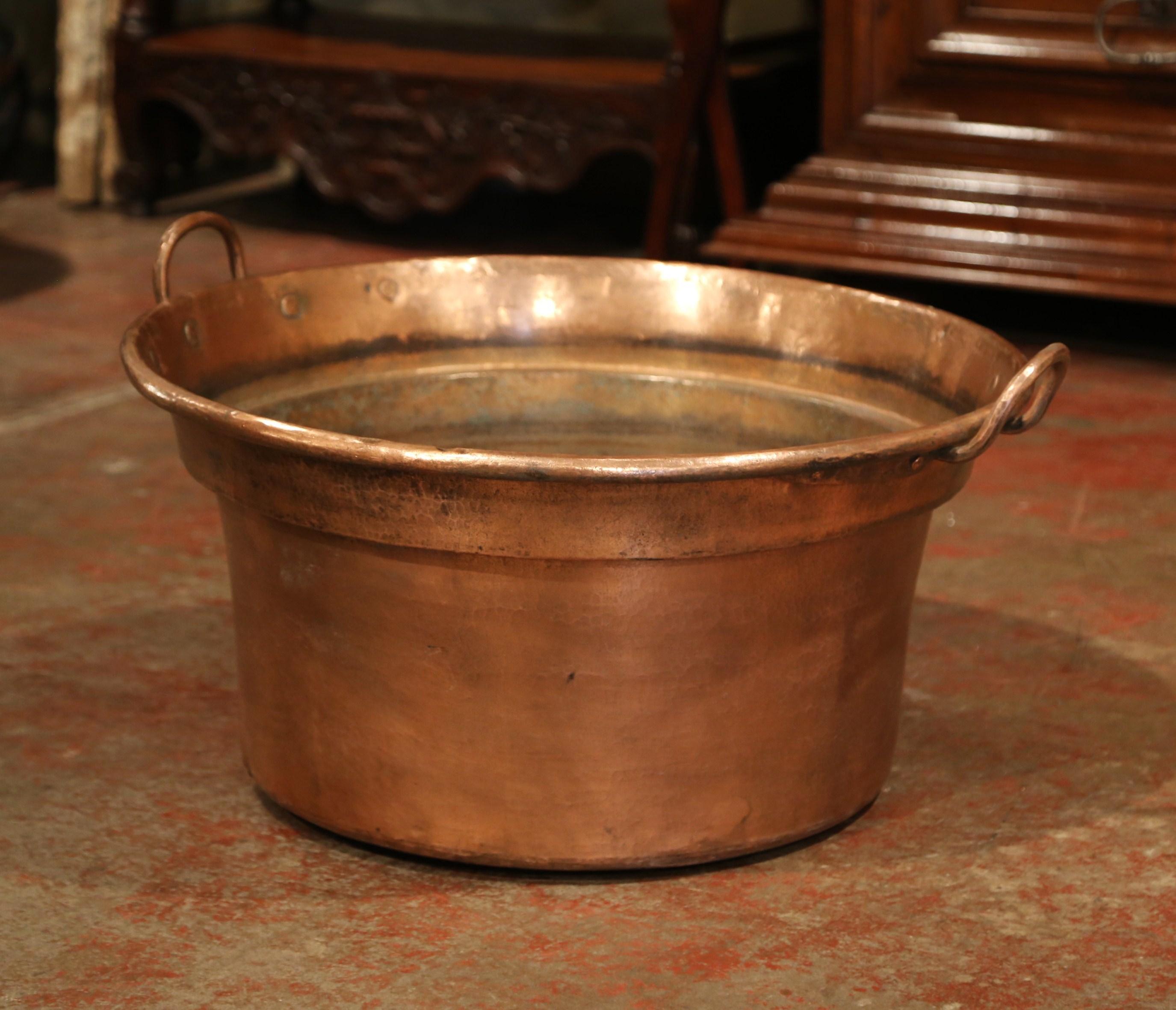 Hand-Crafted Mid-19th Century French Copper and Brass Jelly Boiling Bowl from Normandy