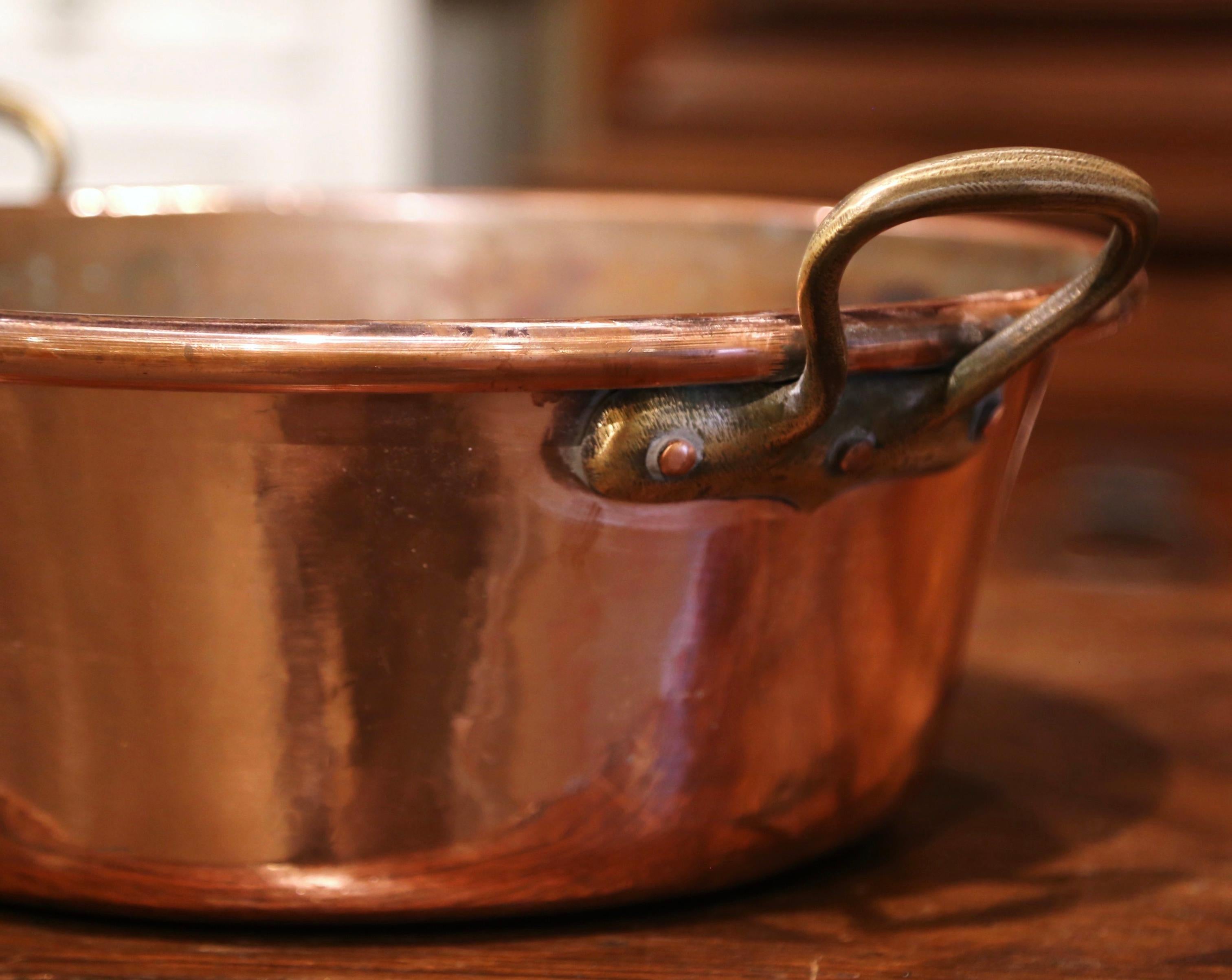 Hand-Crafted Mid-19th Century French Copper and Brass Jelly Boiling Bowl from Normandy