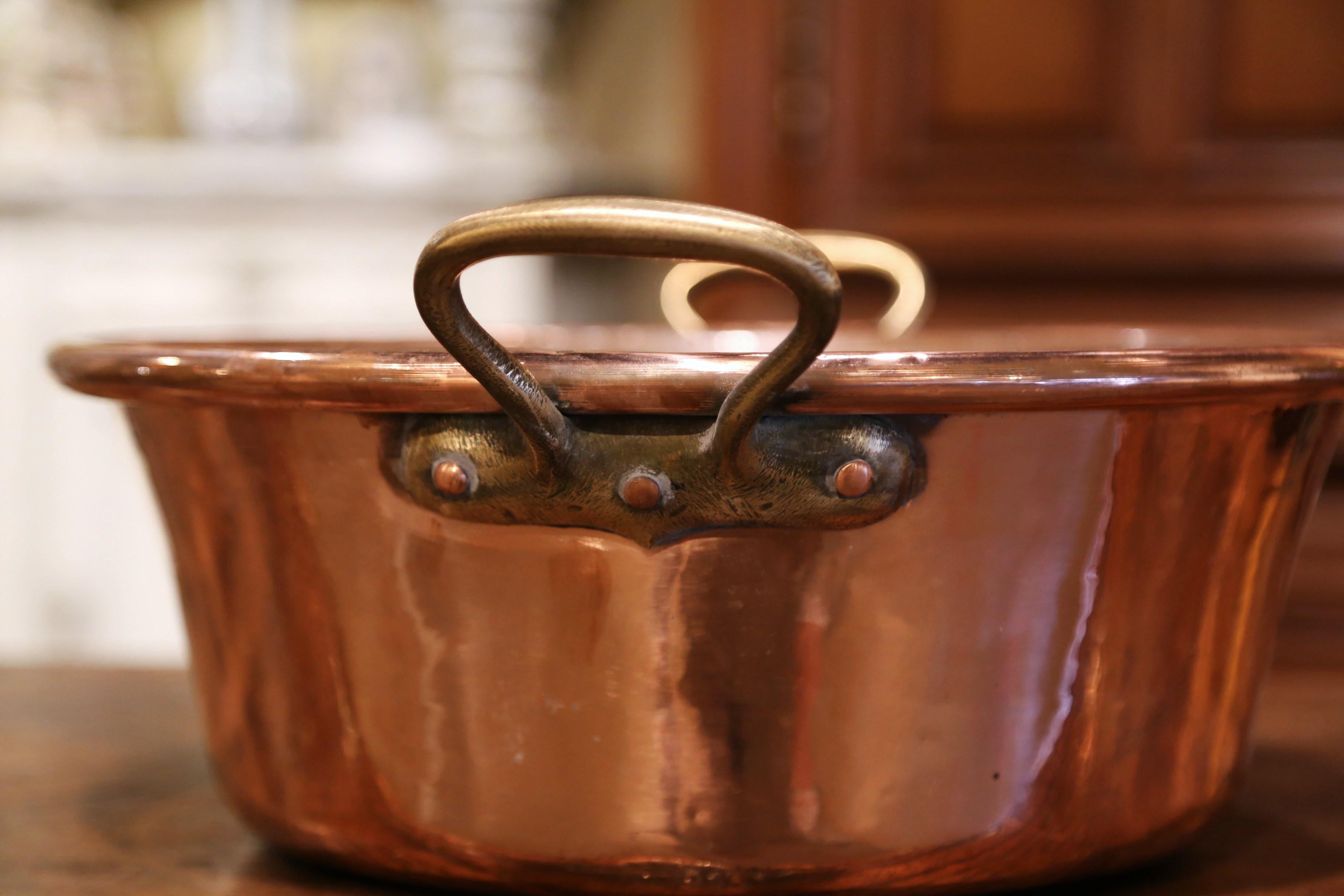 Mid-19th Century French Copper and Brass Jelly Boiling Bowl from Normandy 1