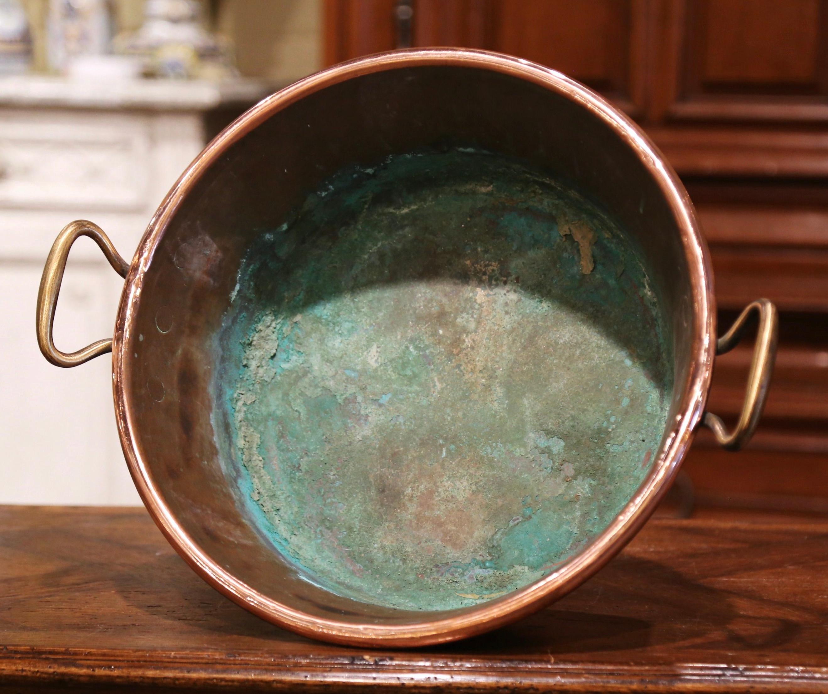 Mid-19th Century French Copper and Brass Jelly Boiling Bowl from Normandy 2