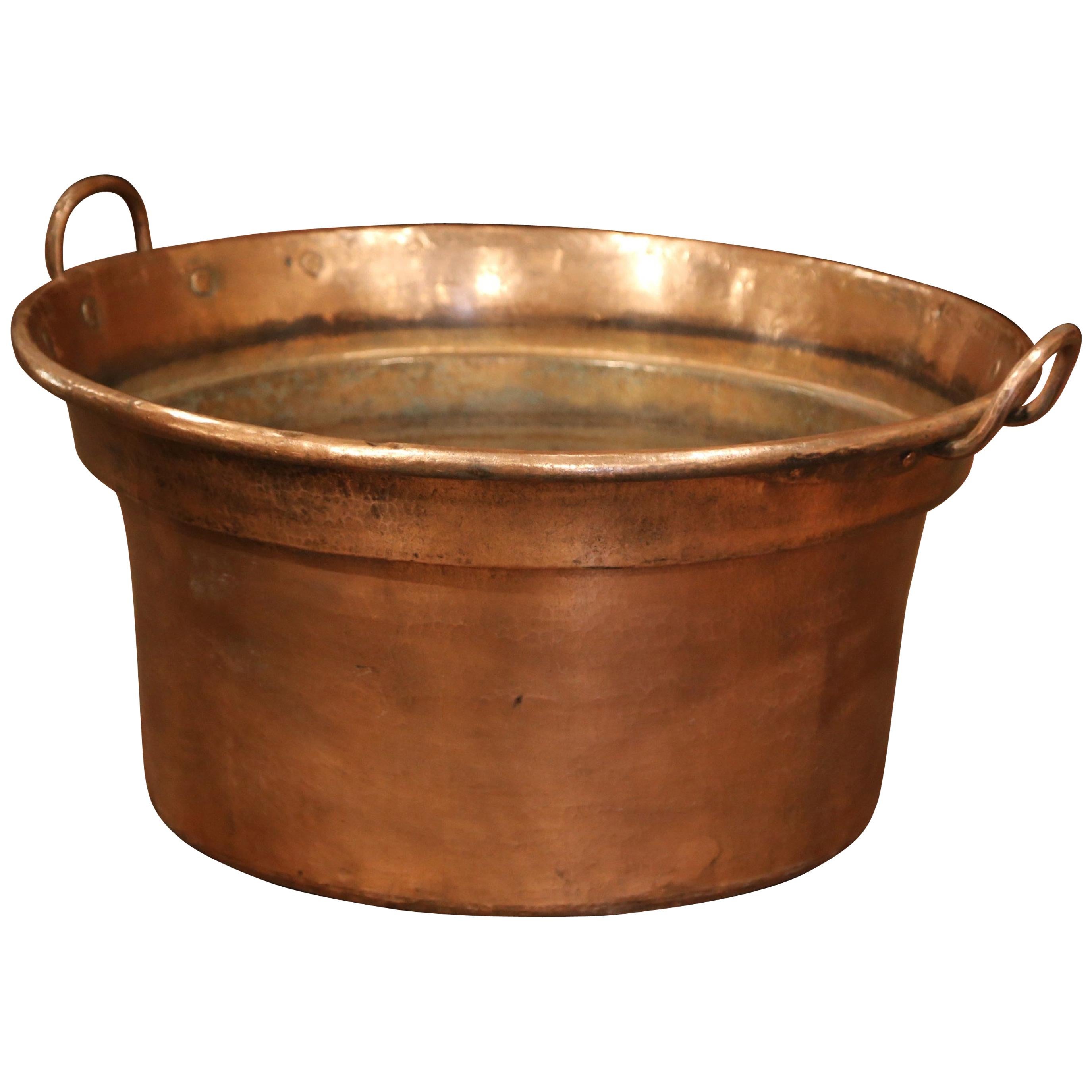 Mid-19th Century French Copper and Brass Jelly Boiling Bowl from Normandy