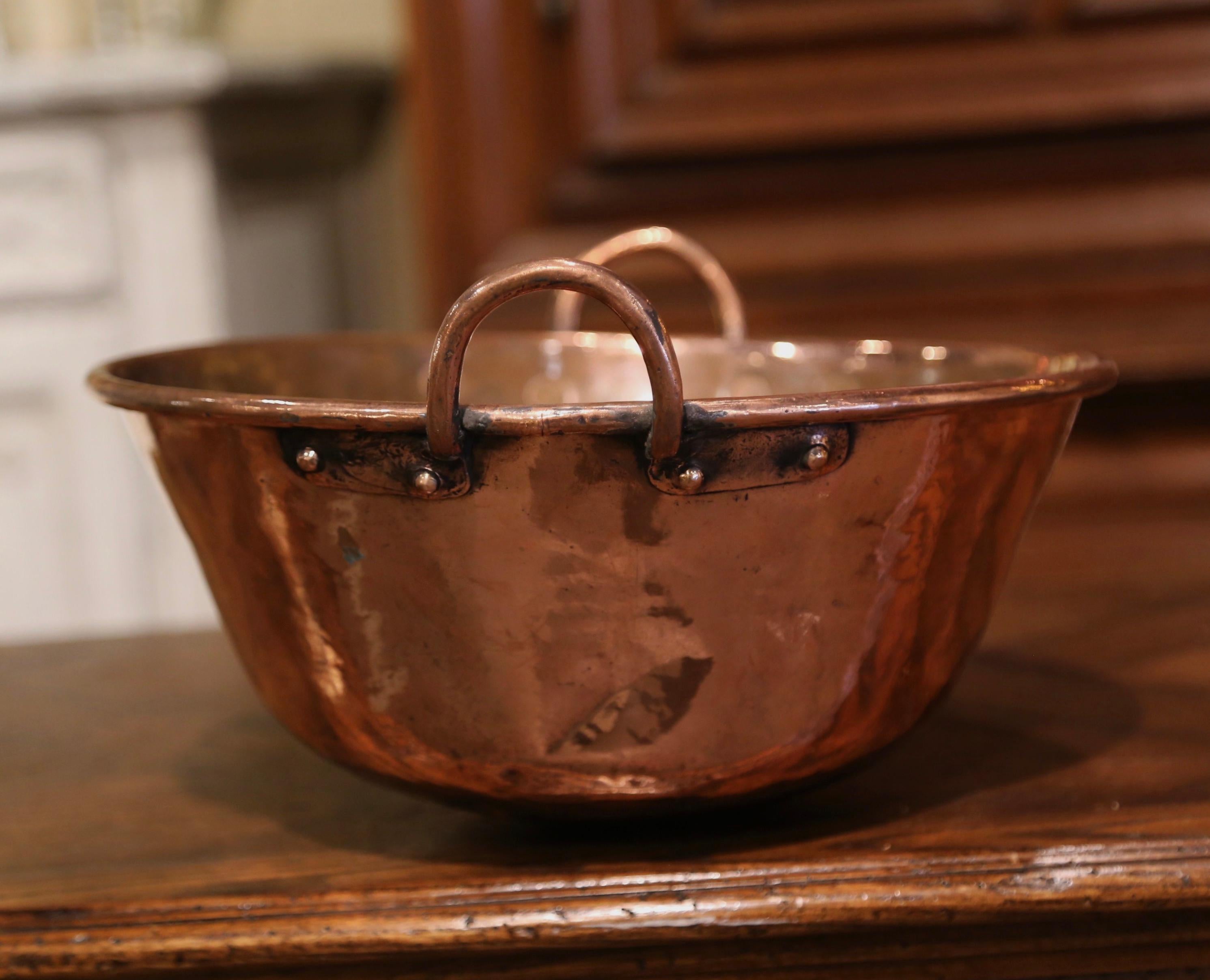 Country Mid-19th Century French Copper and Brass Jelly Bowl from Normandy
