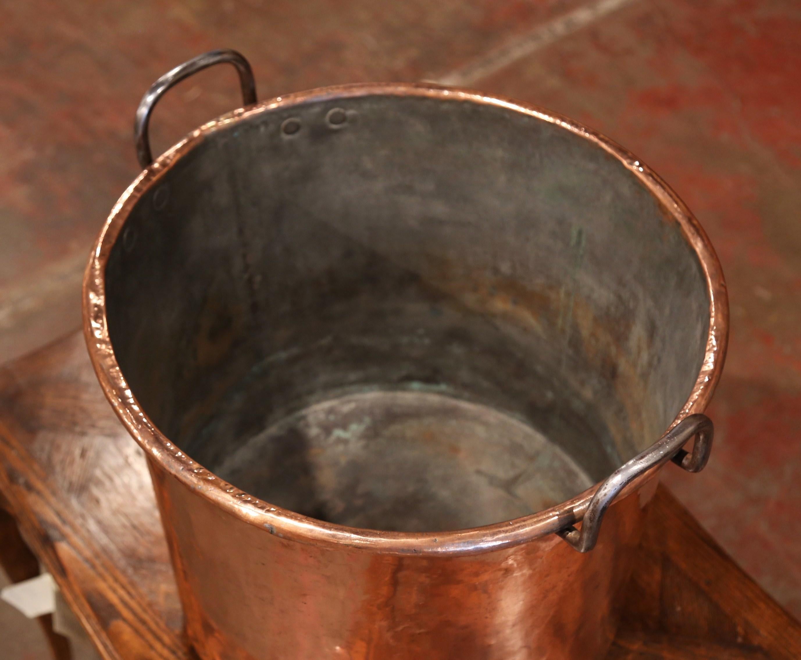 Hand-Crafted Mid-19th Century French Copper and Iron Jelly Boiling Bowl from Normandy