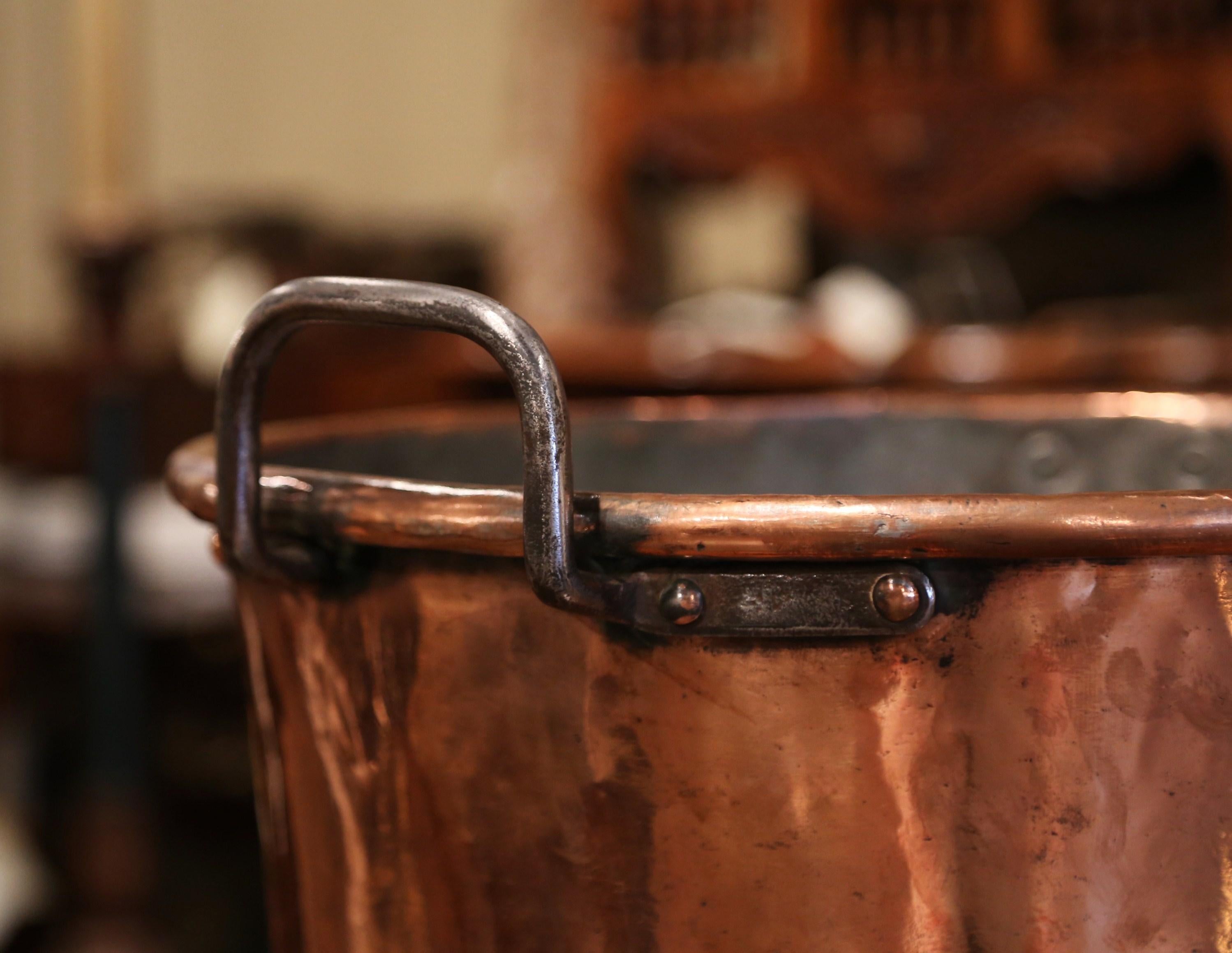 Mid-19th Century French Copper and Iron Jelly Boiling Bowl from Normandy 1