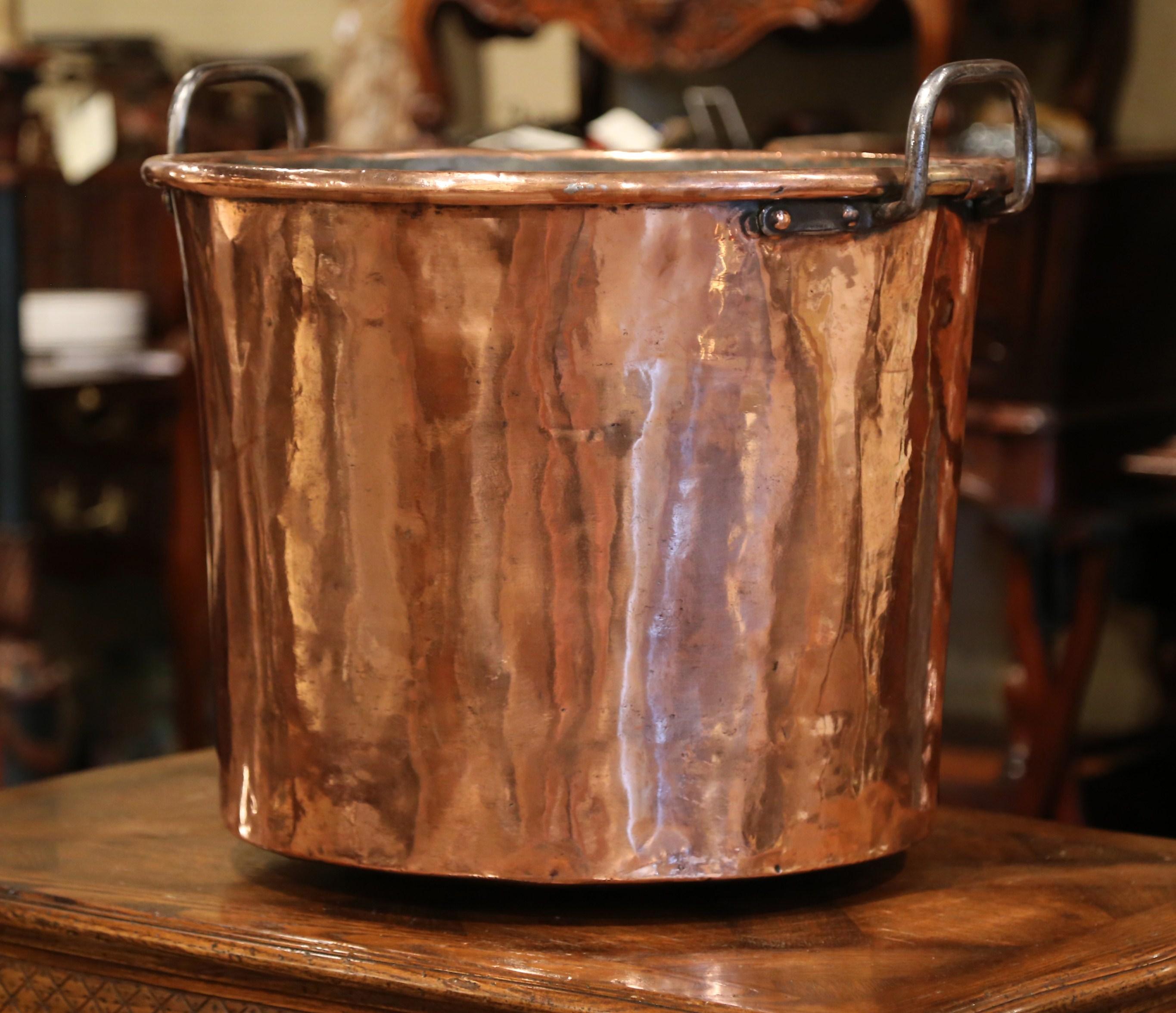 Mid-19th Century French Copper and Iron Jelly Boiling Bowl from Normandy 2