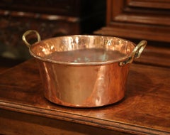 Mid-19th Century French Copper Jelly and Jam Boiling Bowl with Brass Handles