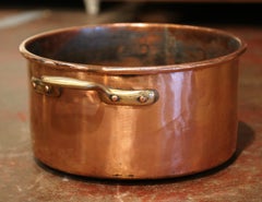 Mid-19th Century French Copper Jelly and Jam Boiling Bowl with Brass Handles