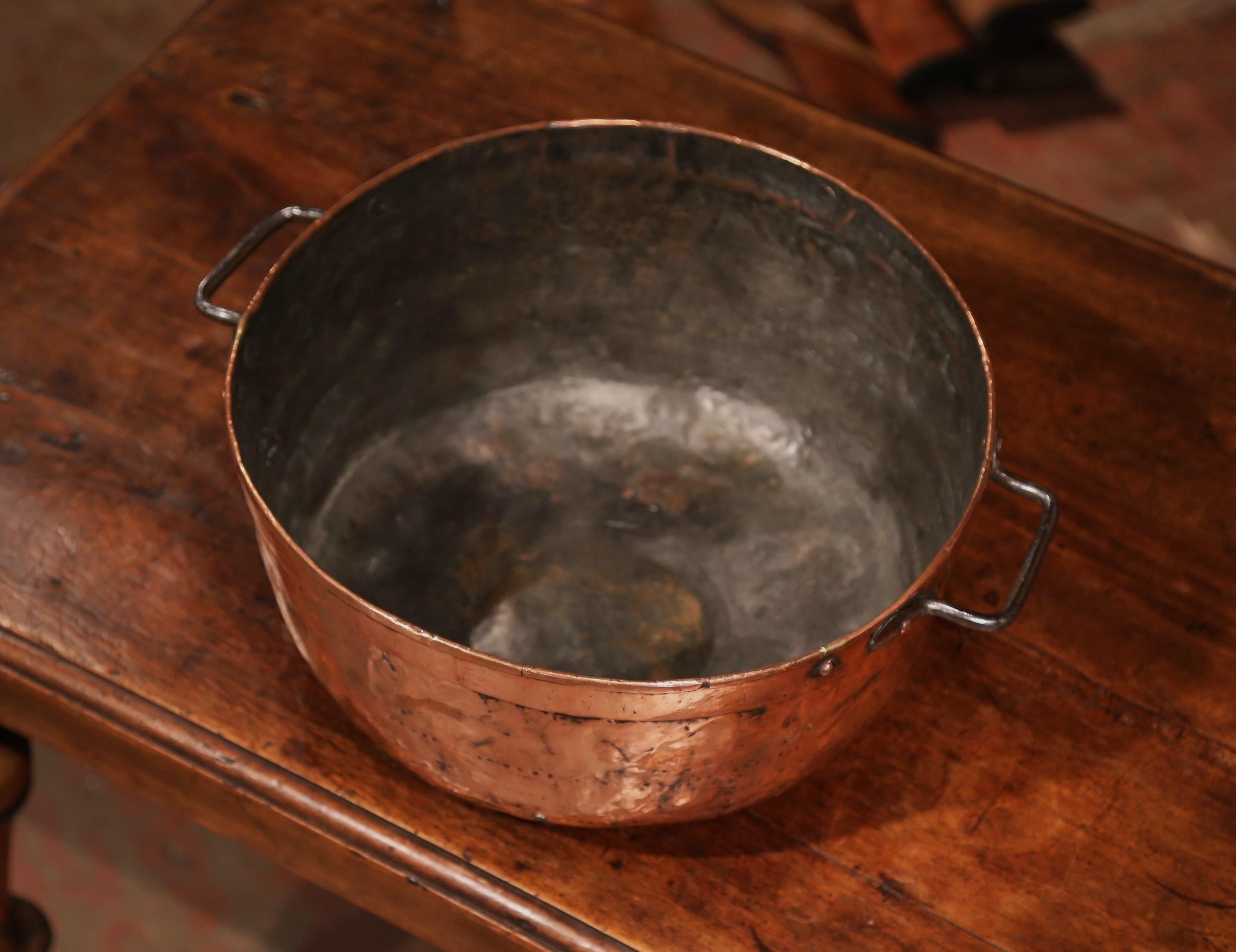 Forged Mid-19th Century French Copper Jelly and Jam Boiling Bowl with Handles