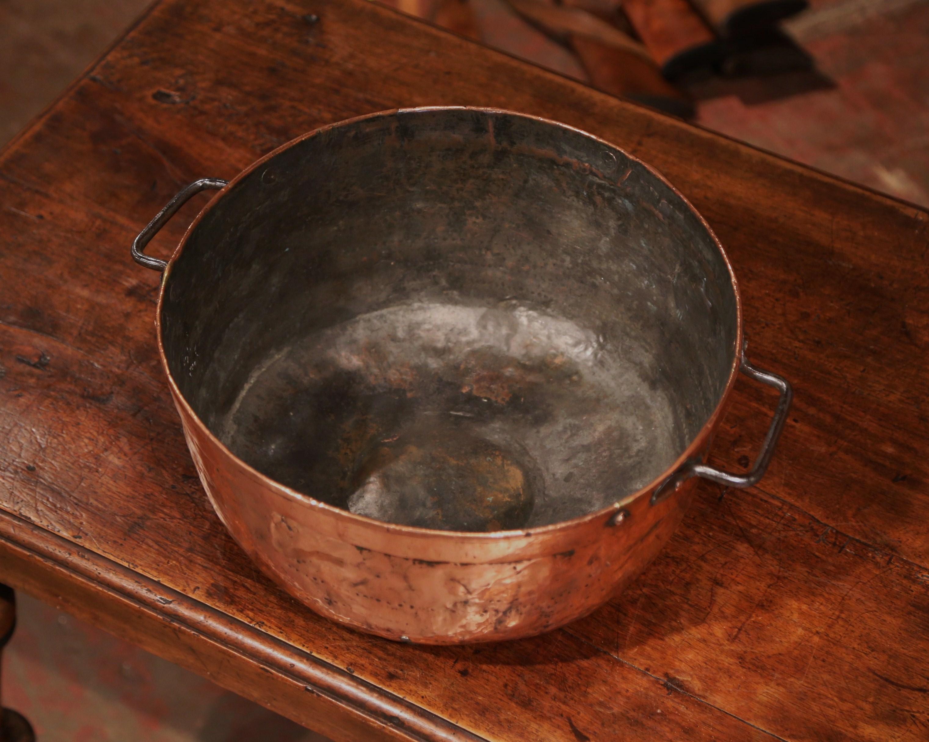 Mid-19th Century French Copper Jelly and Jam Boiling Bowl with Handles 2