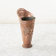 Mid-19th Century French Copper Repousse Chateau Grape Gathering Basket