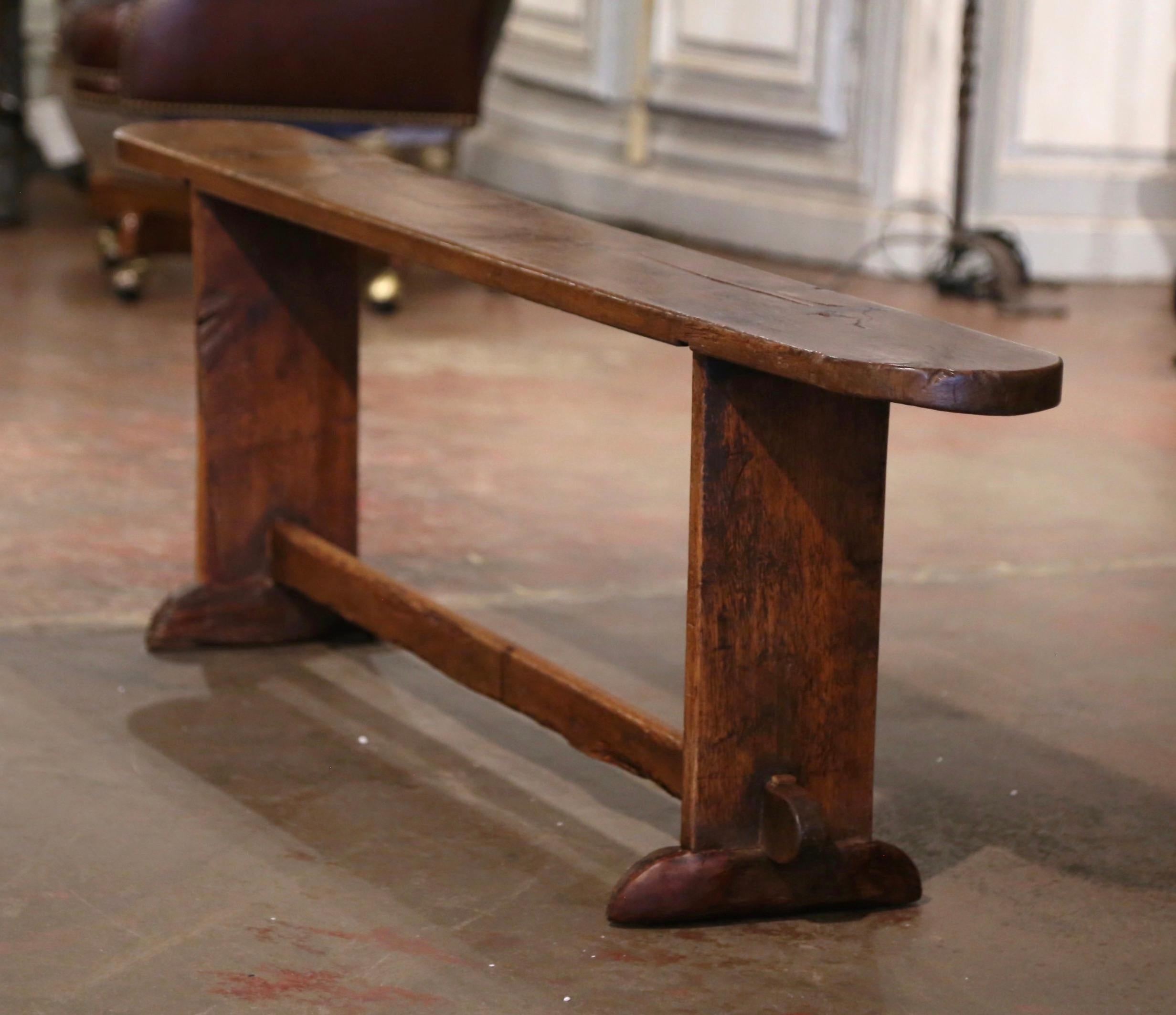 Mid-19th Century French Country Carved Oak Bench from Normandy 3