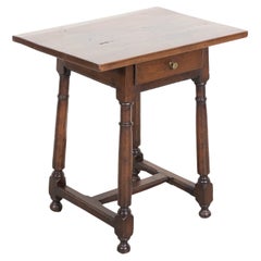 Mid-19th Century French Country Walnut Side Table with Drawer