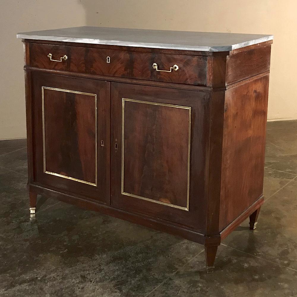 Hand-Crafted Mid-19th Century French Directoire Mahogany Marble Top Buffet