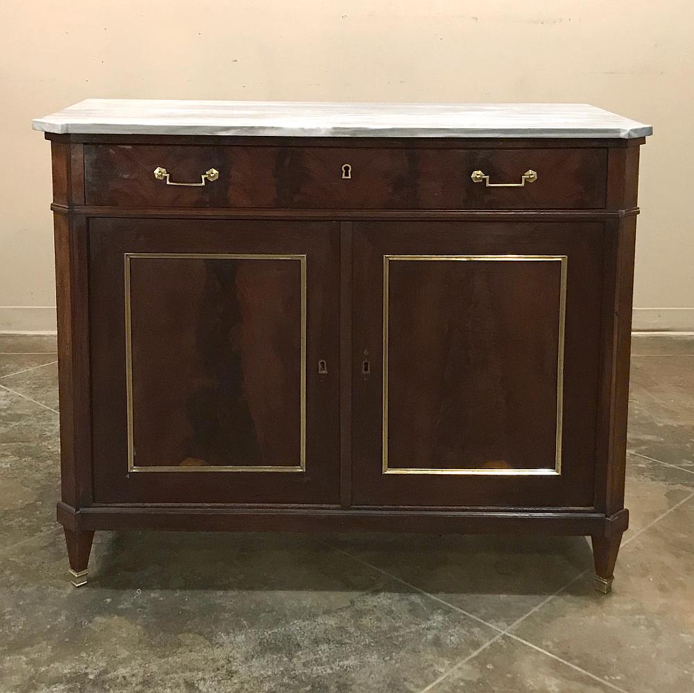 Mid-19th Century French Directoire Mahogany Marble Top Buffet In Good Condition In Dallas, TX
