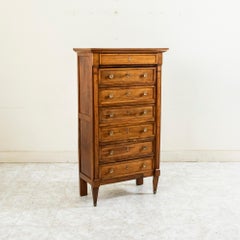 Mid-19th Century French Directoire Style Walnut Semainier or Chest of Drawers