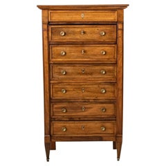 Mid-19th Century French Directoire Style Walnut Semainier or Chest of Drawers