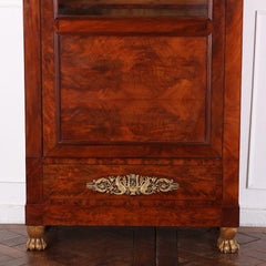 Mid 19th Century French Empire Flame Mahogany Vitrine or Bookcase with Ormolu
