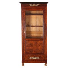 Mid 19th Century French Empire Flame Mahogany Vitrine or Bookcase with Ormolu