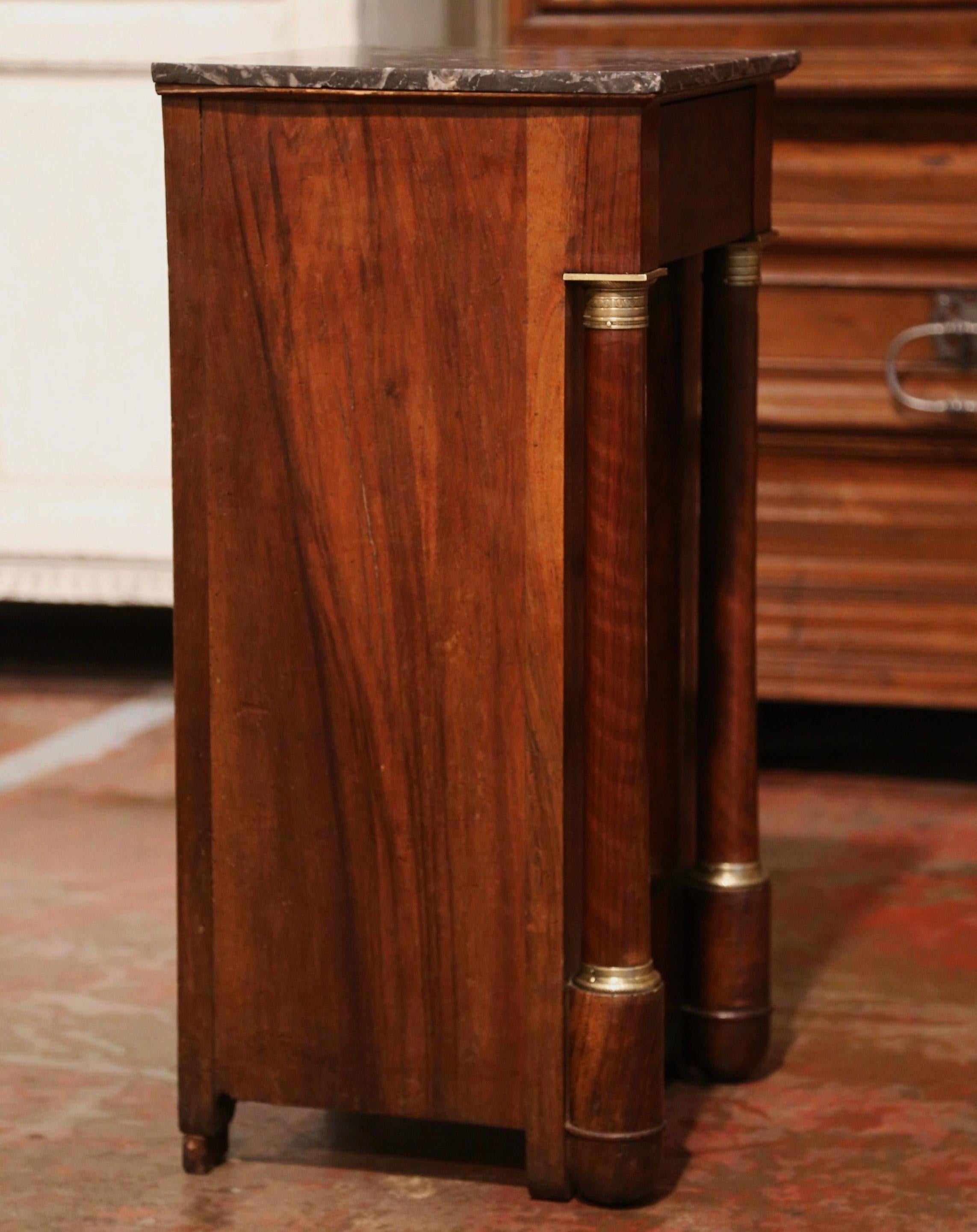 Mid-19th Century French Empire Mahogany and Marble Bedside Table with Drawers 6