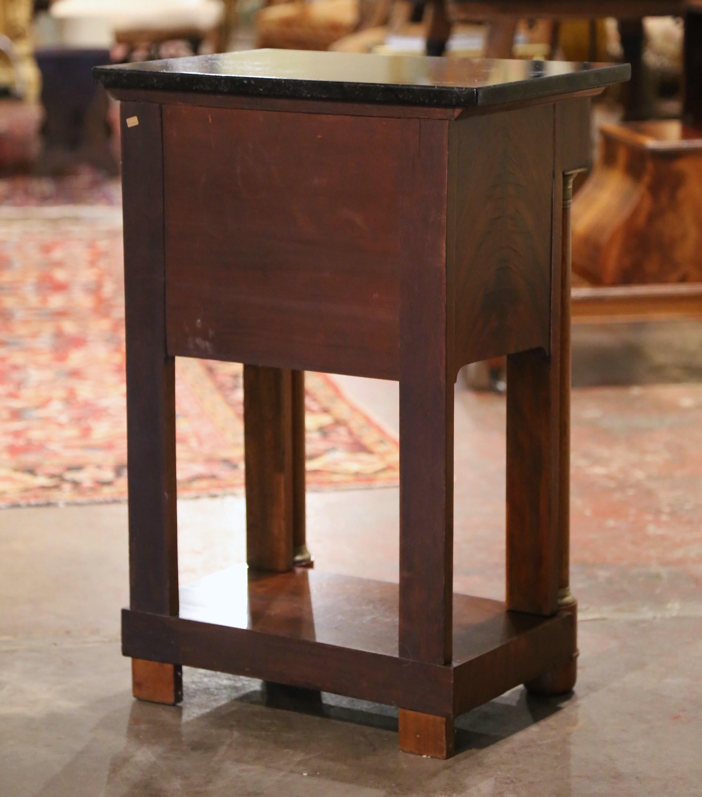 Mid-19th Century French Empire Mahogany and Marble Bedside Table with Drawers 8