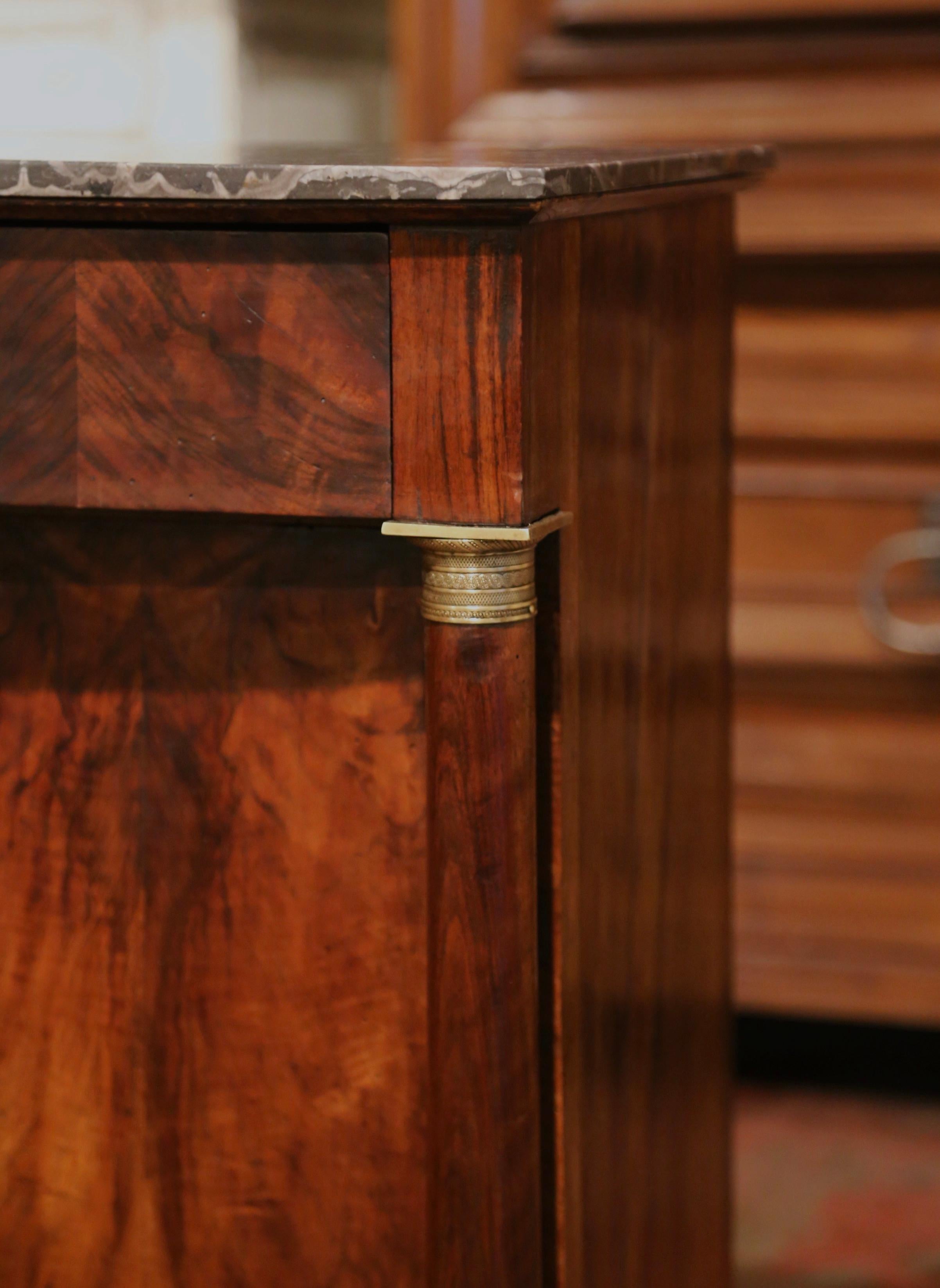 Mid-19th Century French Empire Mahogany and Marble Bedside Table with Drawers 3