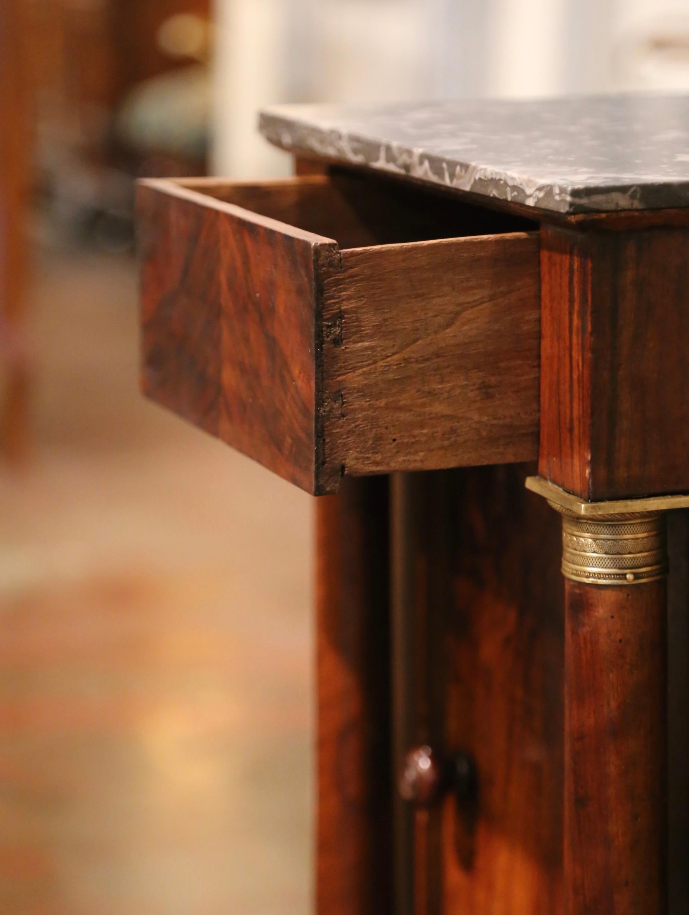 Mid-19th Century French Empire Mahogany and Marble Bedside Table with Drawers 5