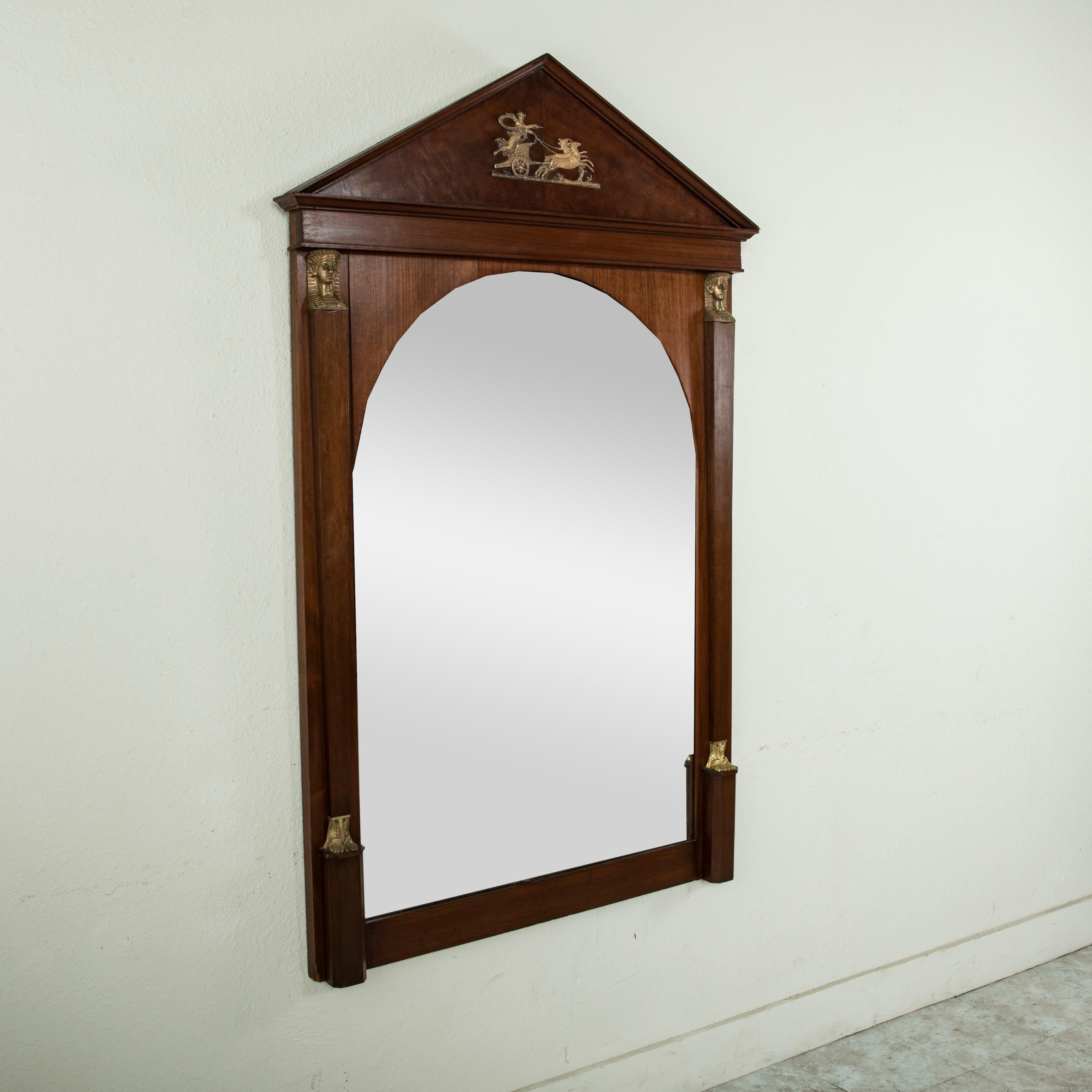 Mid-19th Century French Empire Style Mahogany and Gilt Bronze Mantel Mirror For Sale 1