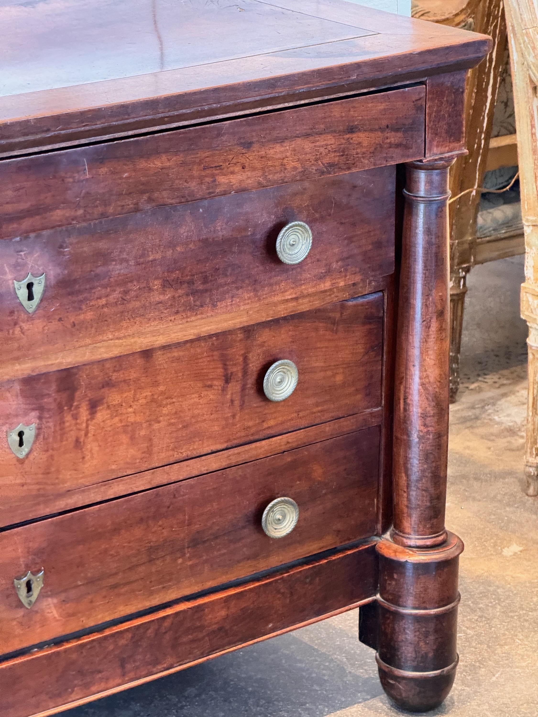 Mid 19th Century French Empire Walnut Chest In Good Condition For Sale In Charlottesville, VA