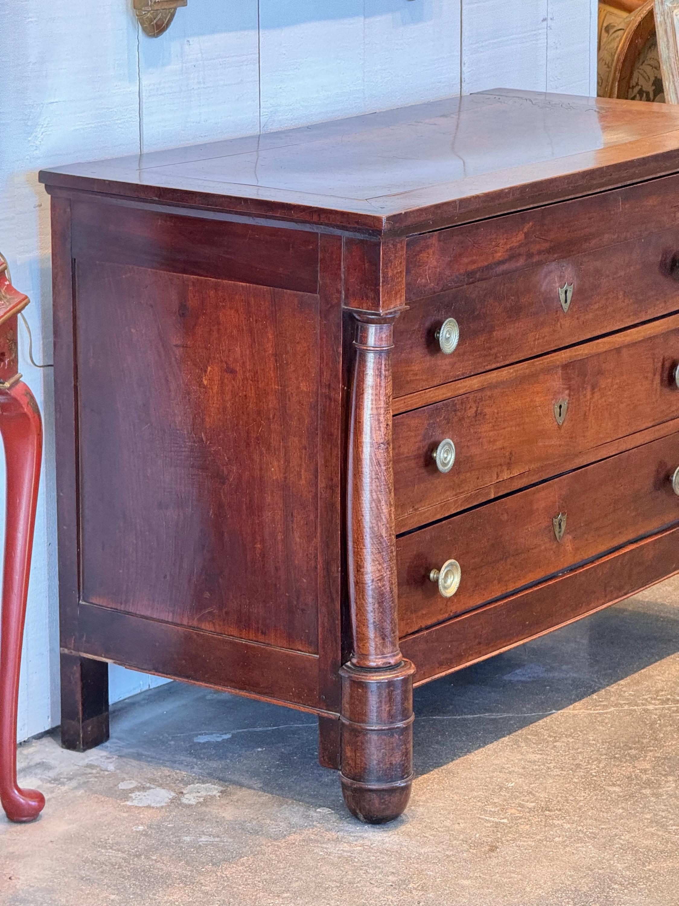 Mid 19th Century French Empire Walnut Chest For Sale 1