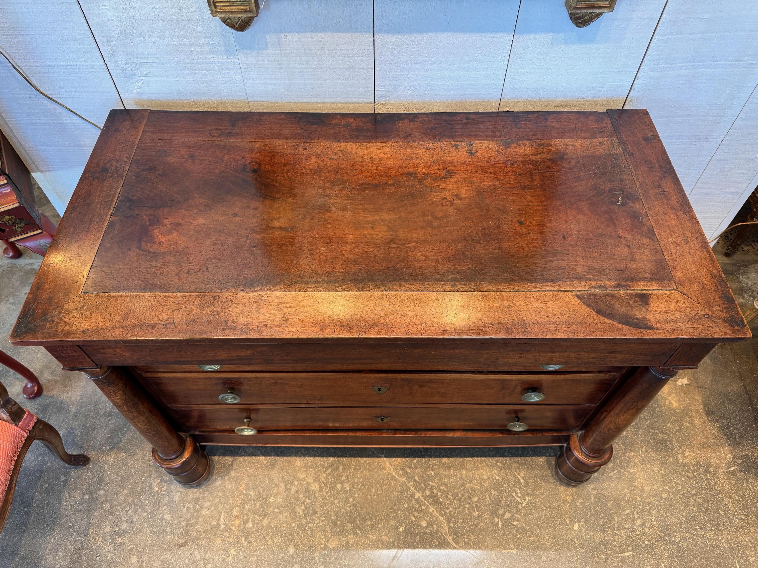 Mid 19th Century French Empire Walnut Chest For Sale 2