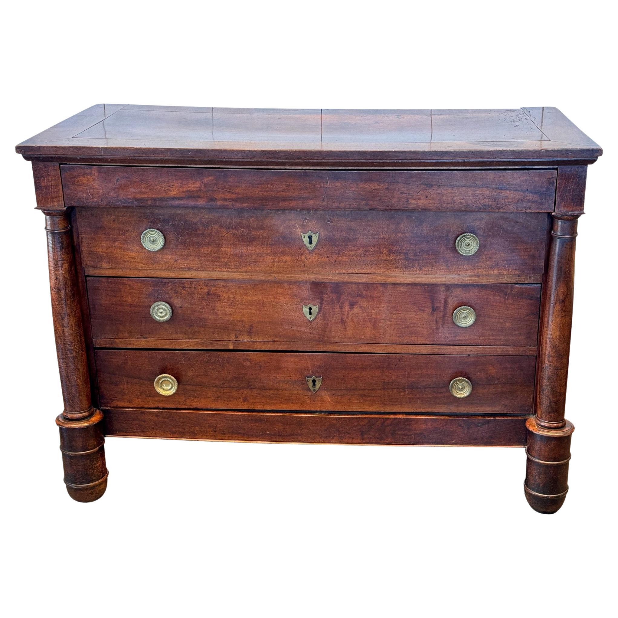 Mid 19th Century French Empire Walnut Chest For Sale