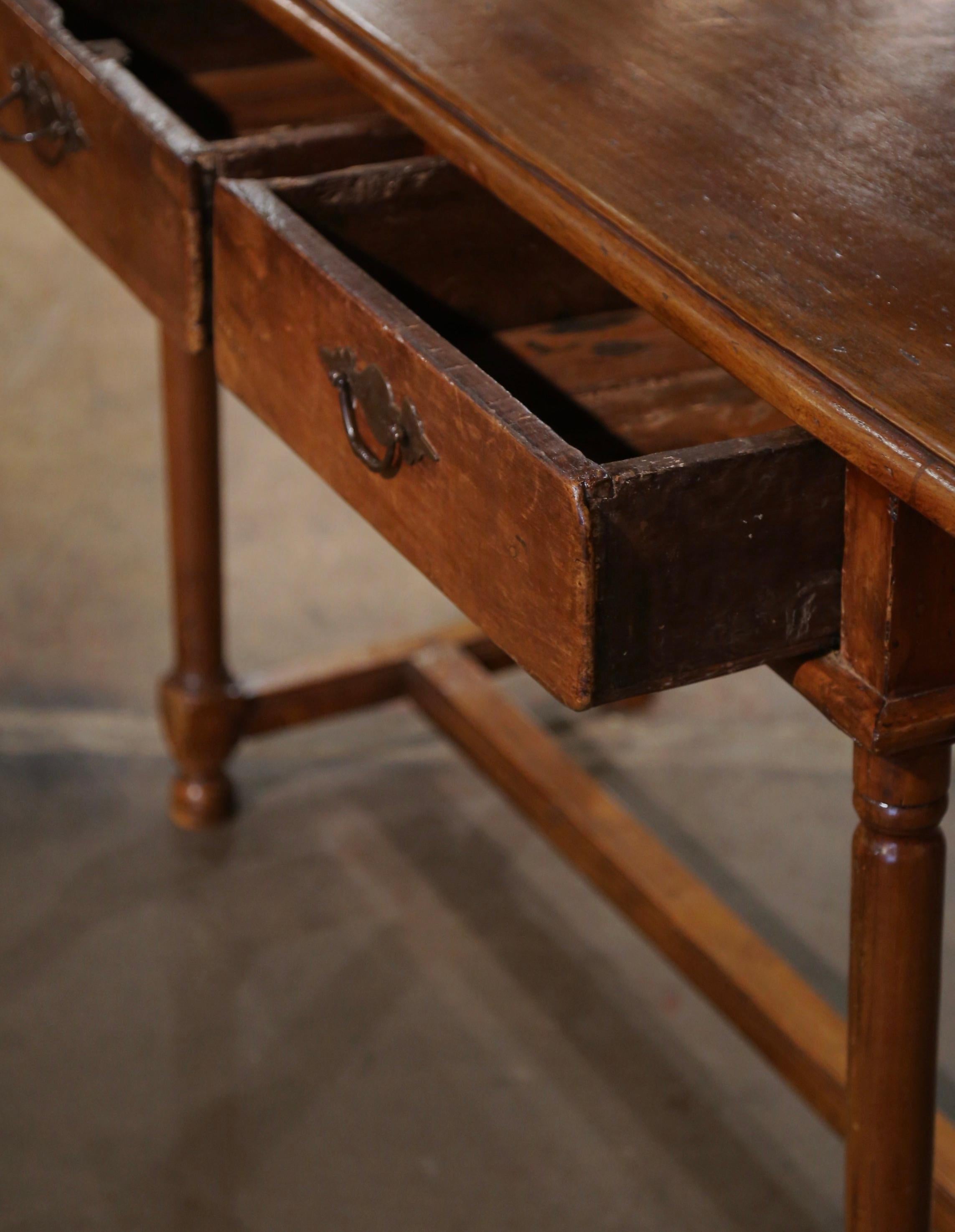 Mid-19th Century French Empire Walnut Console Table with Drawers For Sale 7