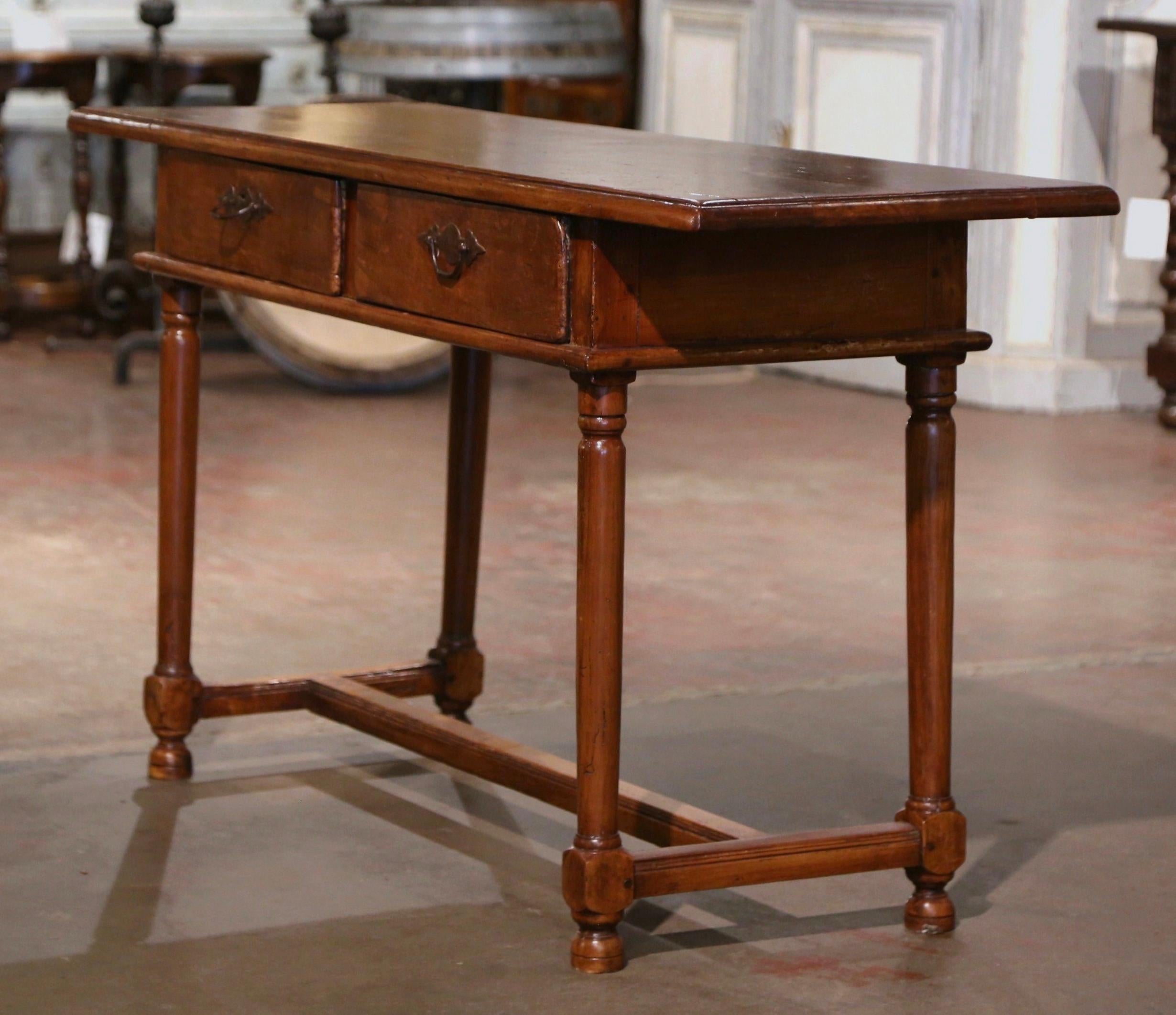 Mid-19th Century French Empire Walnut Console Table with Drawers For Sale 9