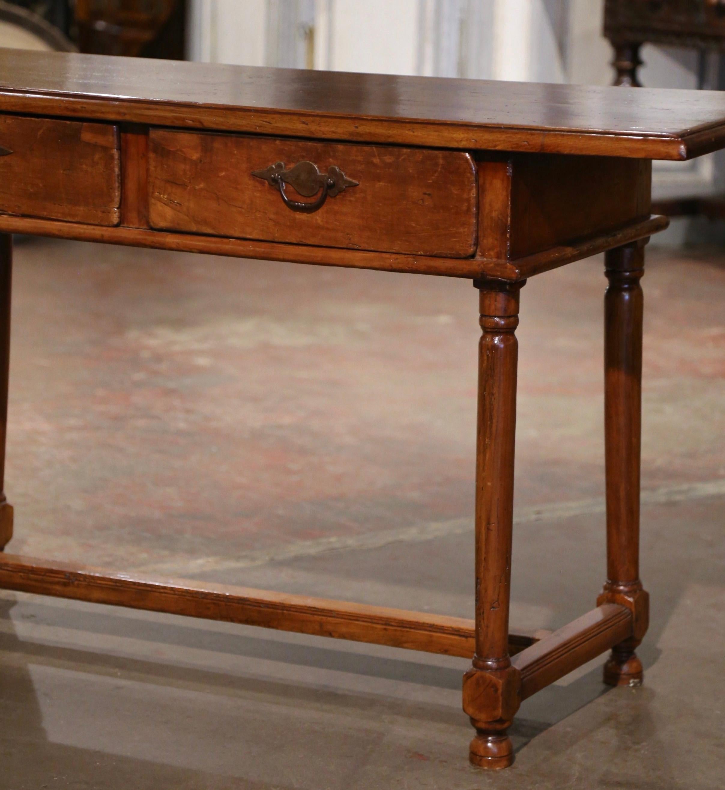 Mid-19th Century French Empire Walnut Console Table with Drawers In Excellent Condition For Sale In Dallas, TX