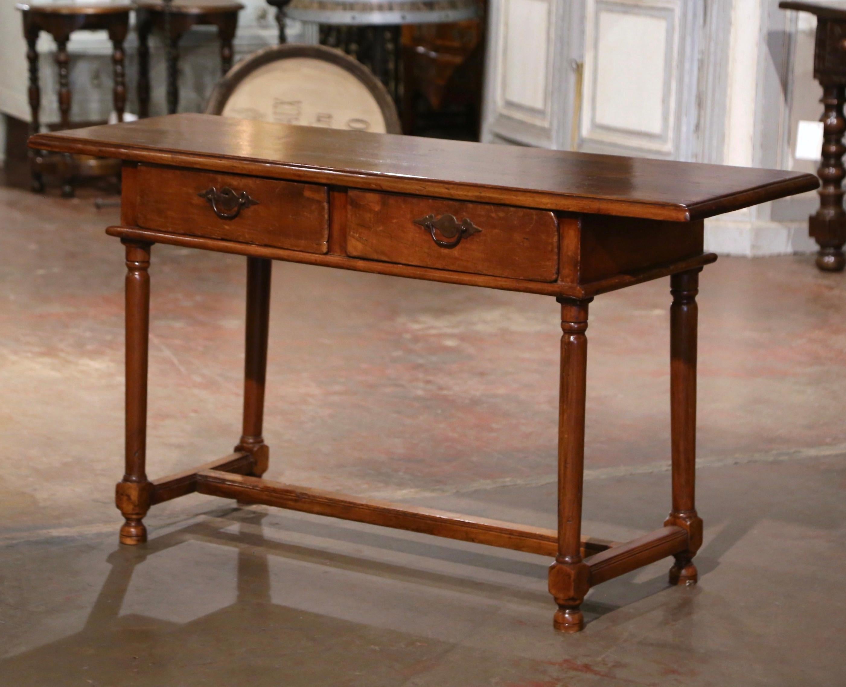 Mid-19th Century French Empire Walnut Console Table with Drawers For Sale 2