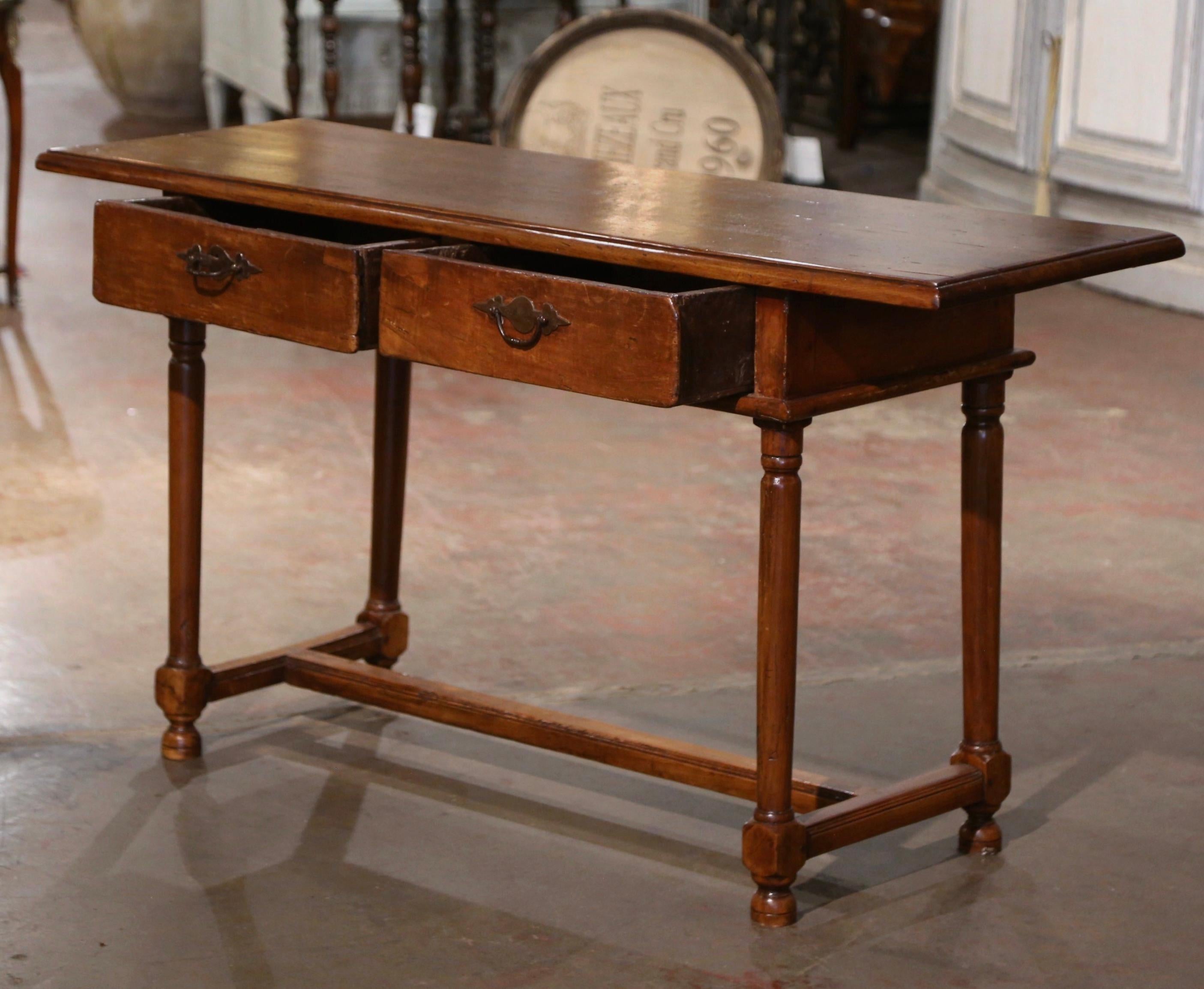 Mid-19th Century French Empire Walnut Console Table with Drawers For Sale 5
