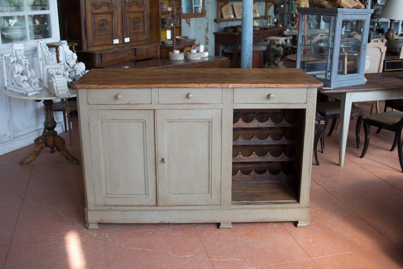 Pine Mid-19th Century French Enfilade or Cupboard