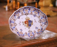 Mid-19th Century French Faience Armorial Platter in Rouen Taste