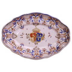 Mid-19th Century French Faience Armorial Platter in Rouen Taste