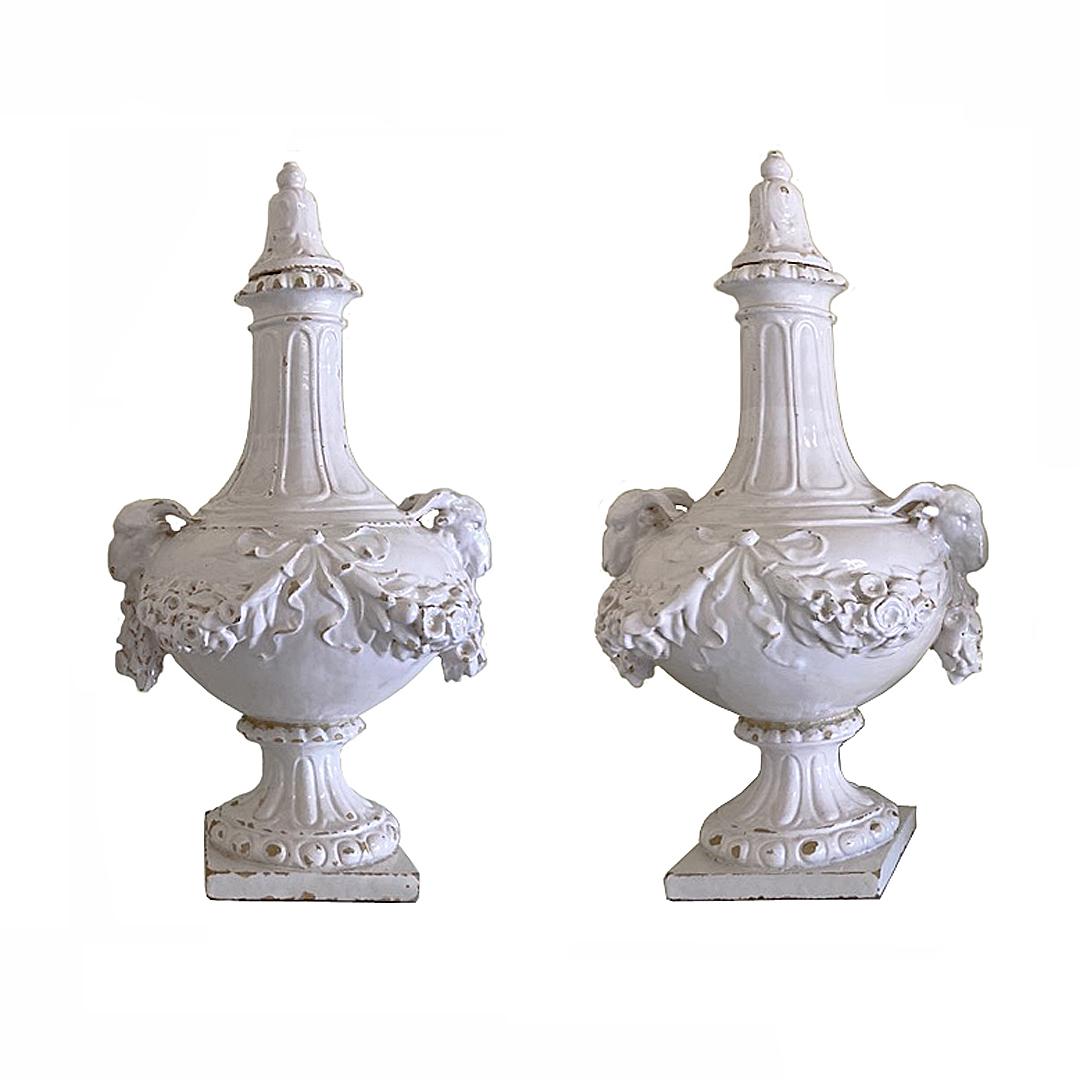 Mid-19th Century French Faience Urns In Good Condition In New York, NY